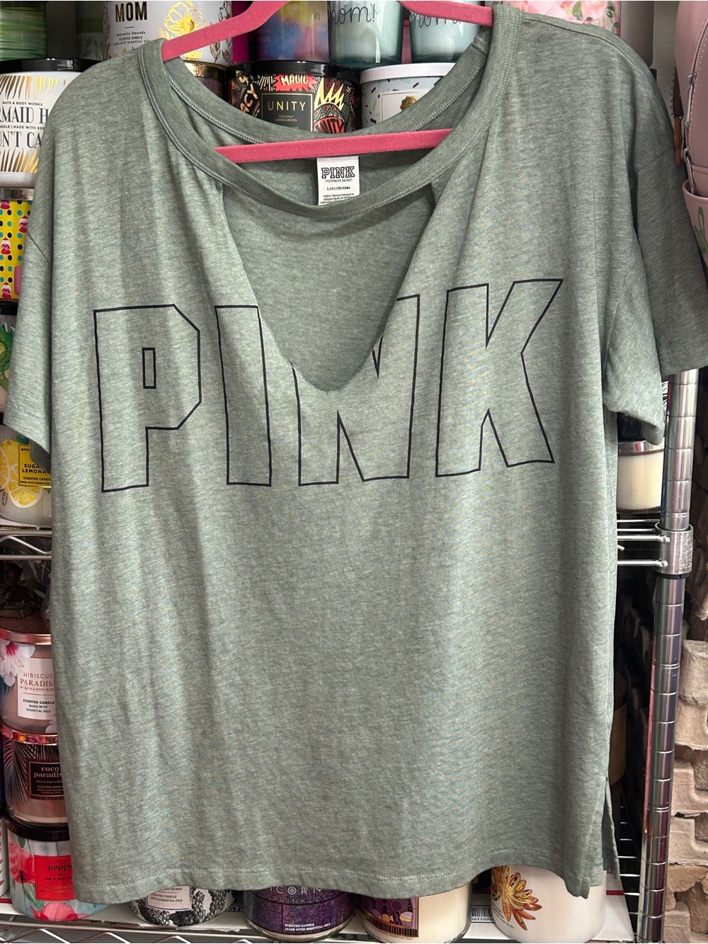 PINK Victoria's Secret Women's Cutout Neck Short Sleeve Crop Top